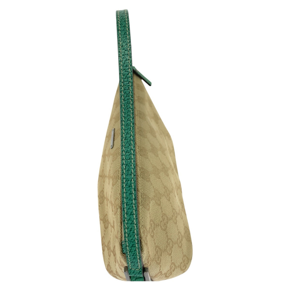 18092
GUCCI グッチ ベージュ グリーン シルバー金具 GGキャンバス / レザー 07198 ハンドバッグ アクセサリーポーチ  レディース A39