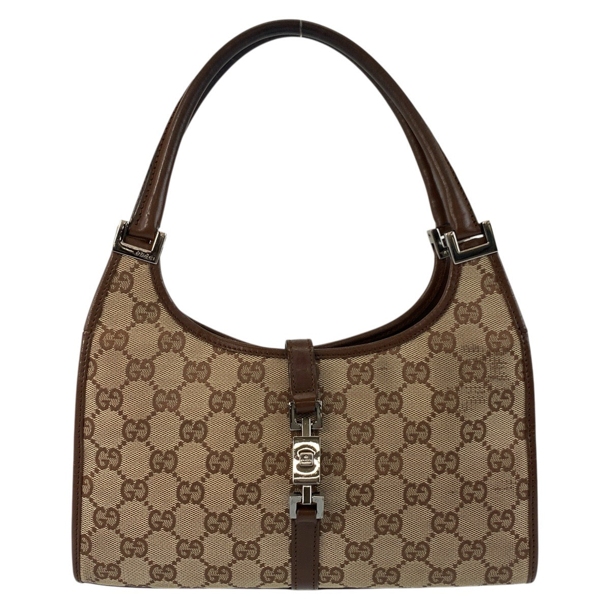18094
GUCCI グッチ ジャッキー ベージュ ブラウン シルバー金具 GGキャンバス / レザー 002 1068 ハンドバッグ ショルダーバッグ  レディース