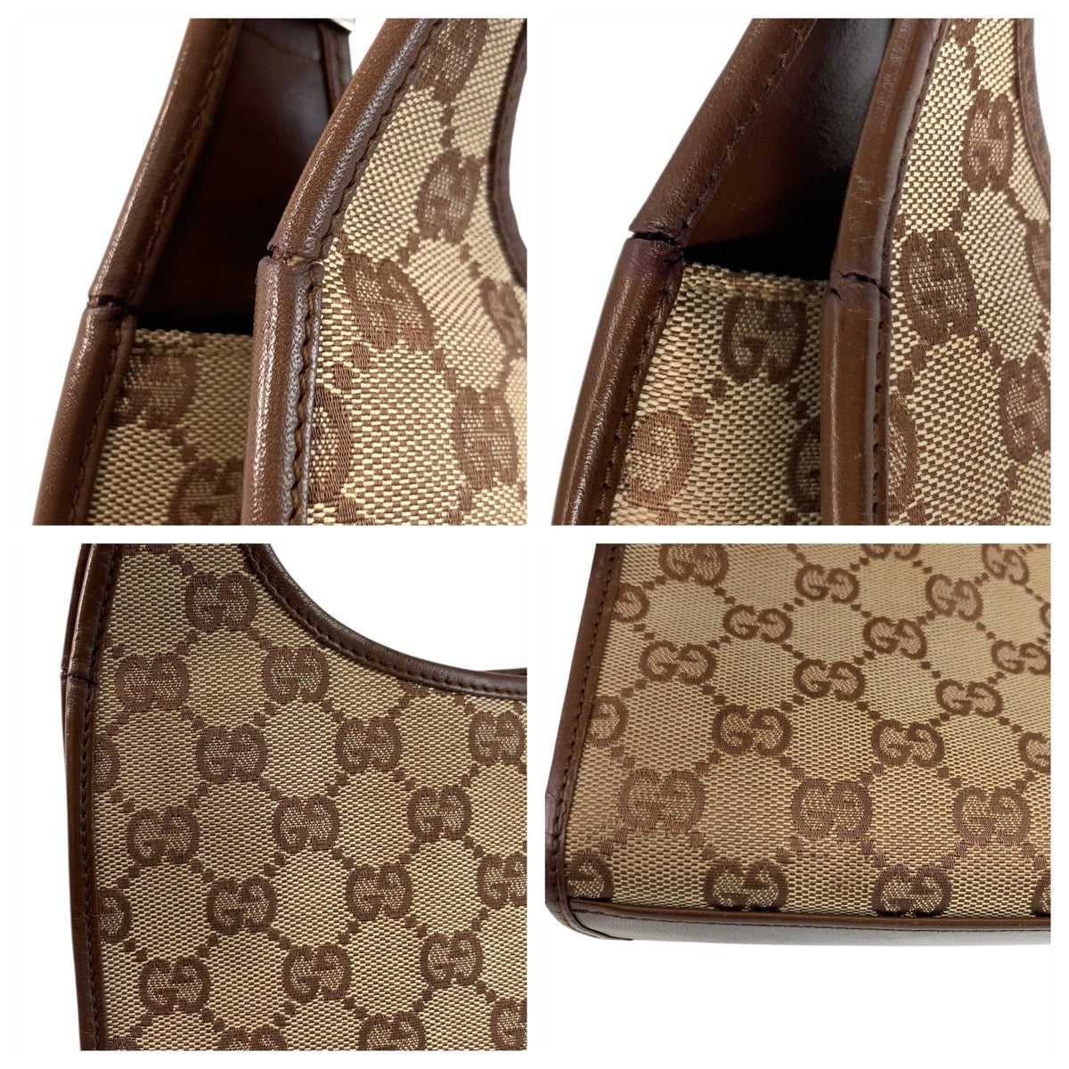 18094
GUCCI グッチ ジャッキー ベージュ ブラウン シルバー金具 GGキャンバス / レザー 002 1068 ハンドバッグ ショルダーバッグ  レディース