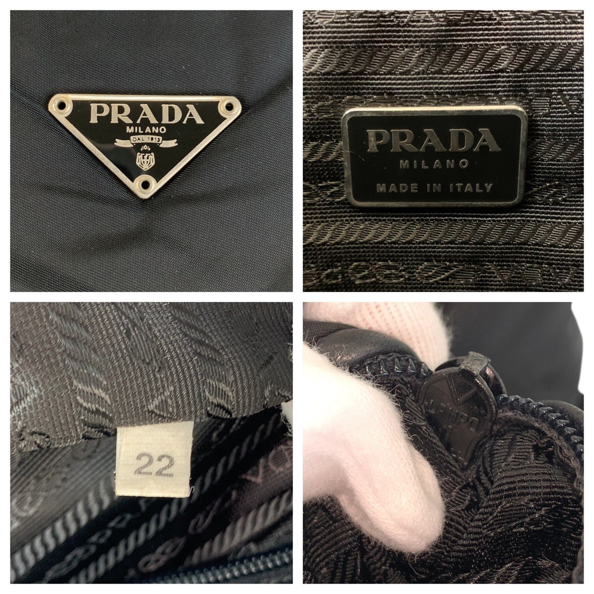 18095
PRADA プラダ テスート 三角ロゴプレート ブラック 黒 シルバー金具 ナイロン 22 トートバッグ ショルダーバッグ レディース ABP40