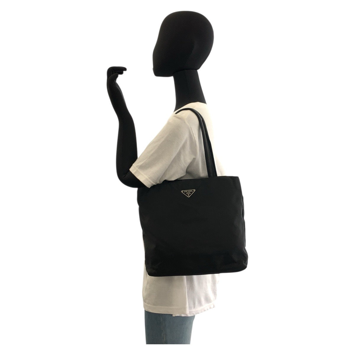 18095
PRADA プラダ テスート 三角ロゴプレート ブラック 黒 シルバー金具 ナイロン 22 トートバッグ ショルダーバッグ レディース ABP40