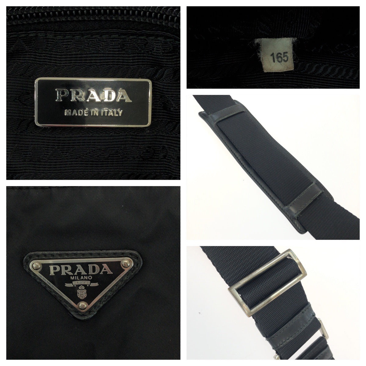 18096
PRADA Tessuto Triangle Logo Plate Black Silver Hardware Nylon Shoulder Bag Messenger Bag Ladies AB35