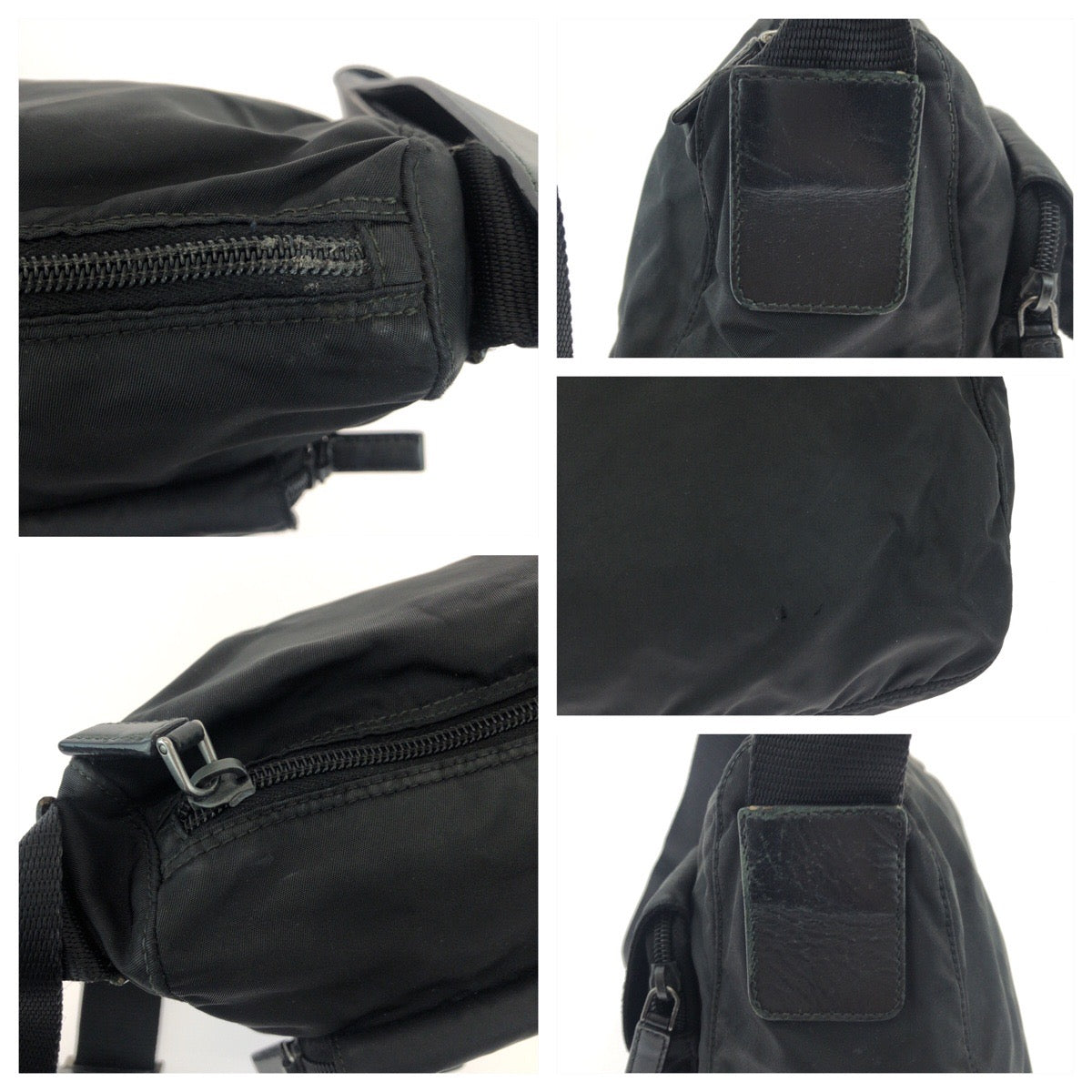 18096
PRADA Tessuto Triangle Logo Plate Black Silver Hardware Nylon Shoulder Bag Messenger Bag Ladies AB35