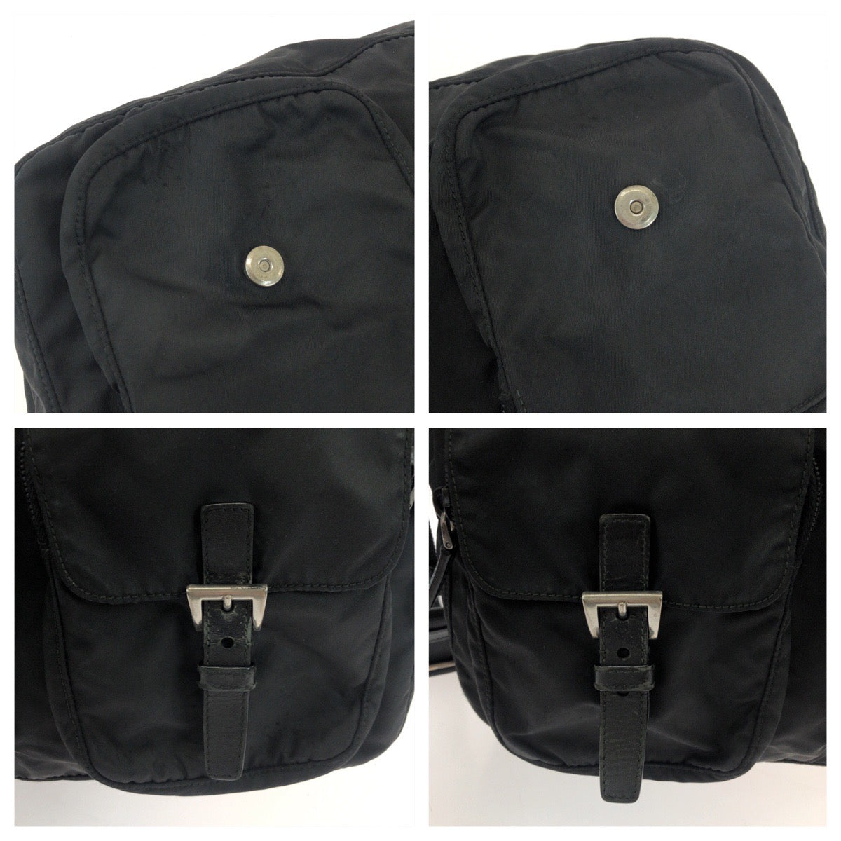 18096
PRADA Tessuto Triangle Logo Plate Black Silver Hardware Nylon Shoulder Bag Messenger Bag Ladies AB35