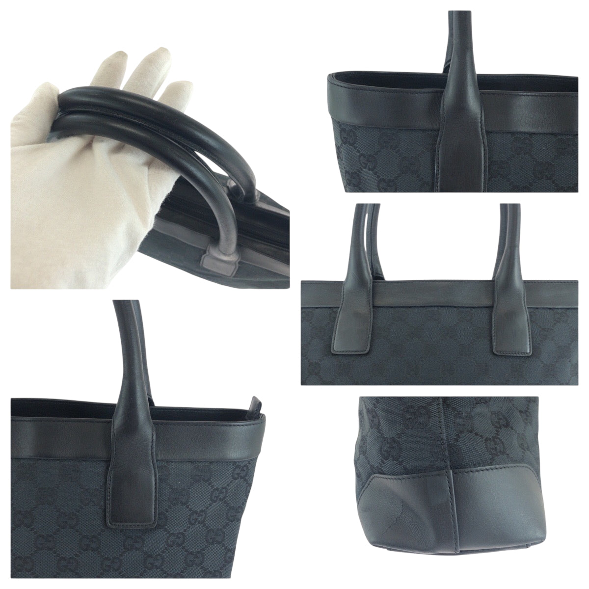18097
GUCCI グッチ ブラック 黒 シルバー金具 GGキャンバス 002 1119 トートバッグ ハンドバッグ  レディース AB35