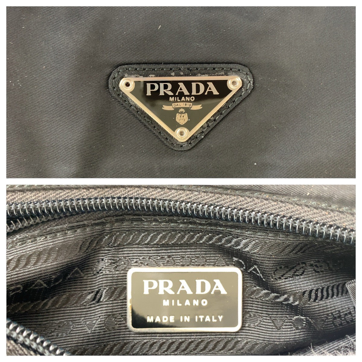 18099
PRADA プラダ テスート 三角ロゴプレート ブラック 黒 シルバー金具 ナイロン トートバッグ ショルダーバッグ  レディース ABP40