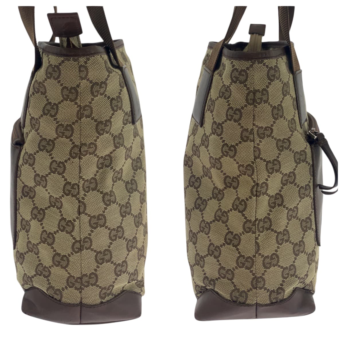 18103
GUCCI グッチ ブラウン ベージュ シルバー金具 GGキャンバス 019 0402 トートバッグ ショルダーバッグ  レディース AB25
