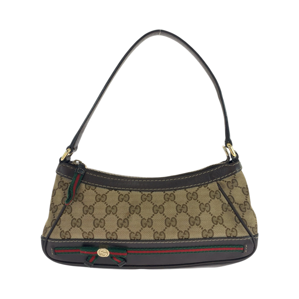 18104
GUCCI グッチ シェリーライン ダークブラウン ベージュ ゴールド金具 GGキャンバス 269893 ショルダーバッグ ハンドバッグ  レディース AB39