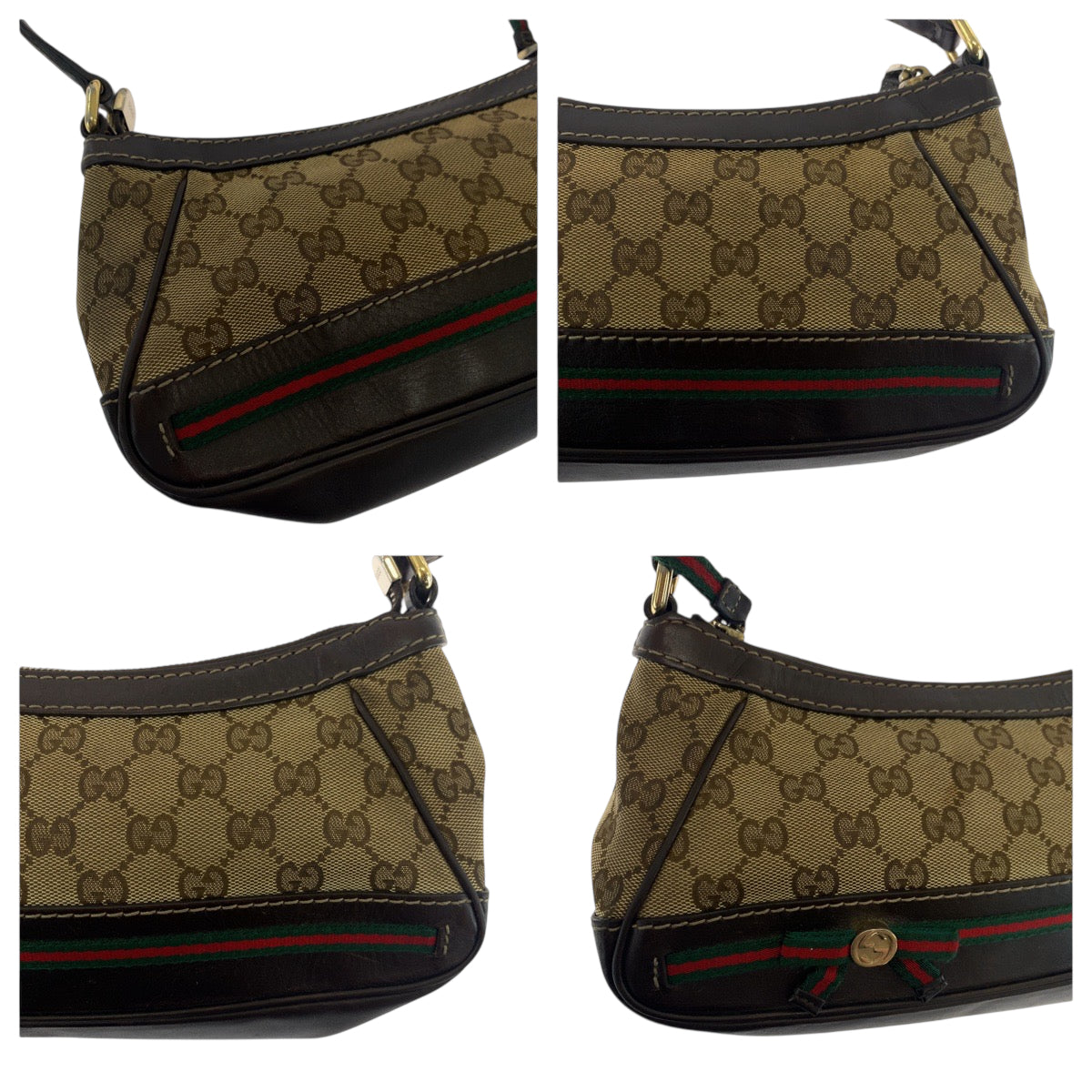 18104
GUCCI グッチ シェリーライン ダークブラウン ベージュ ゴールド金具 GGキャンバス 269893 ショルダーバッグ ハンドバッグ  レディース AB39