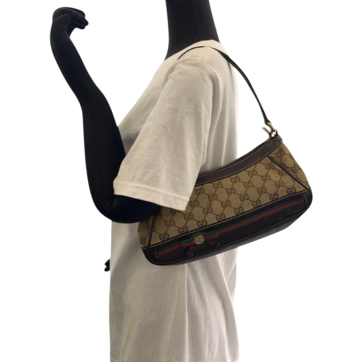 18104
GUCCI グッチ シェリーライン ダークブラウン ベージュ ゴールド金具 GGキャンバス 269893 ショルダーバッグ ハンドバッグ  レディース AB39