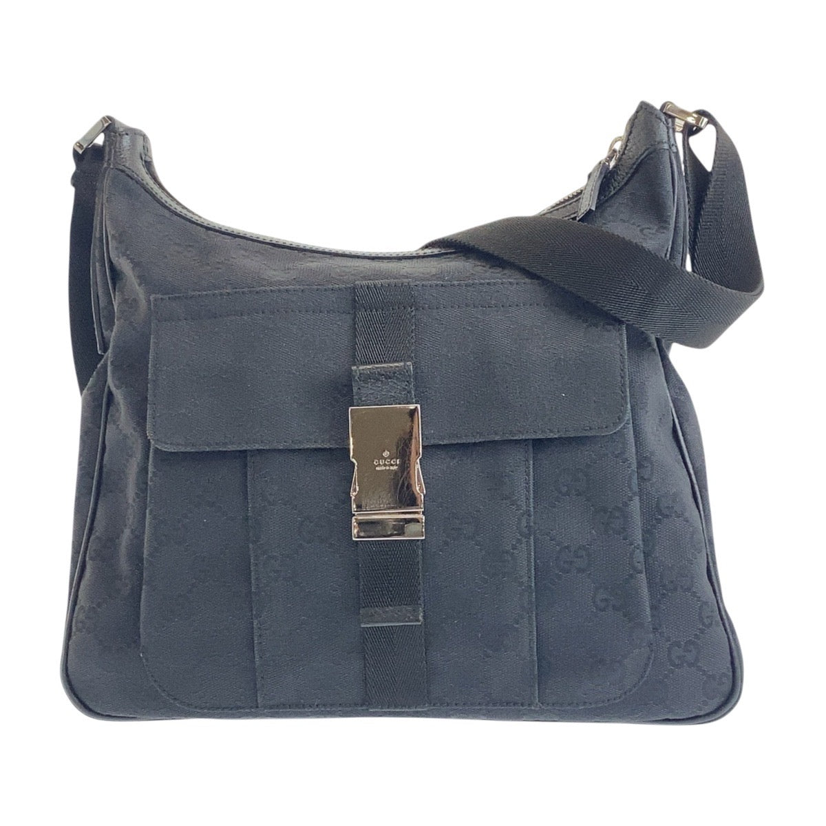 18107
GUCCI グッチ ブラック 黒 シルバー金具 GGキャンバス 131211 斜め掛け ショルダーバッグ メッセンジャーバッグ  メンズ AB40