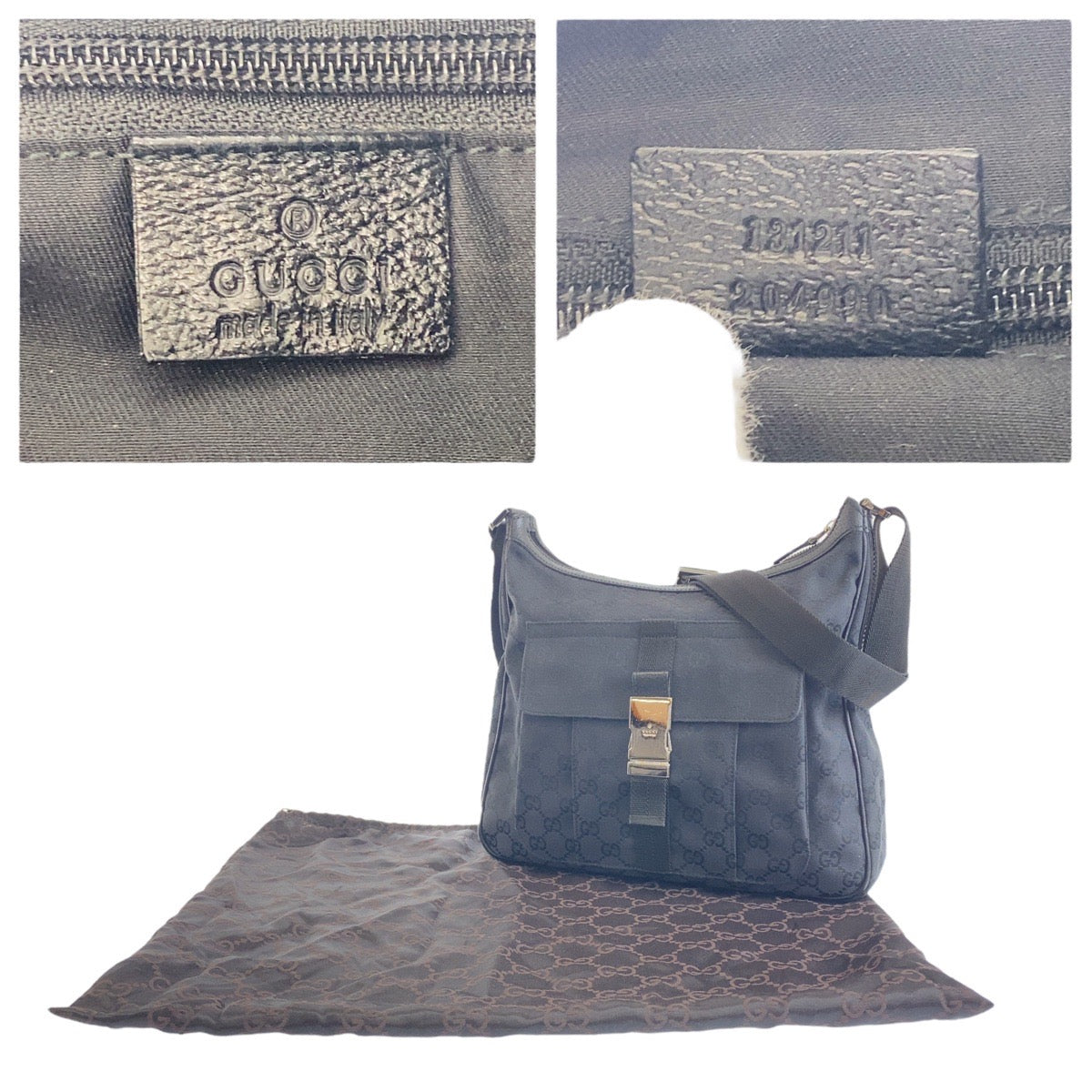 18107
GUCCI グッチ ブラック 黒 シルバー金具 GGキャンバス 131211 斜め掛け ショルダーバッグ メッセンジャーバッグ  メンズ AB40
