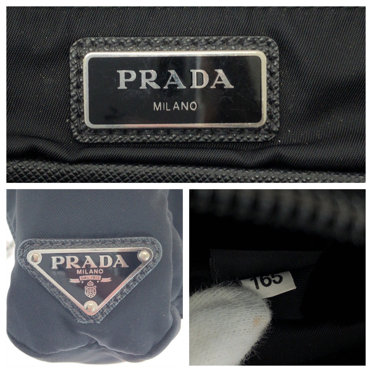 18109
PRADA プラダ テスート 三角ロゴプレート ブラック 黒 シルバー金具 ナイロン 2VZ013 ボディバッグ バムバッグ  メンズ AB29