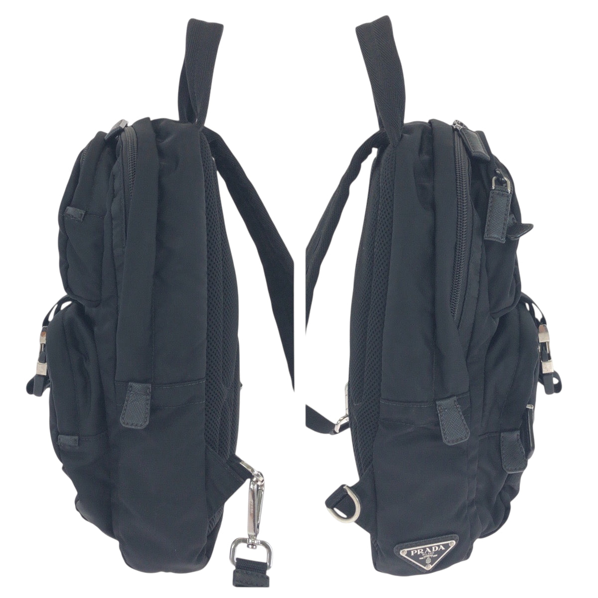 18109
PRADA プラダ テスート 三角ロゴプレート ブラック 黒 シルバー金具 ナイロン 2VZ013 ボディバッグ バムバッグ  メンズ AB29