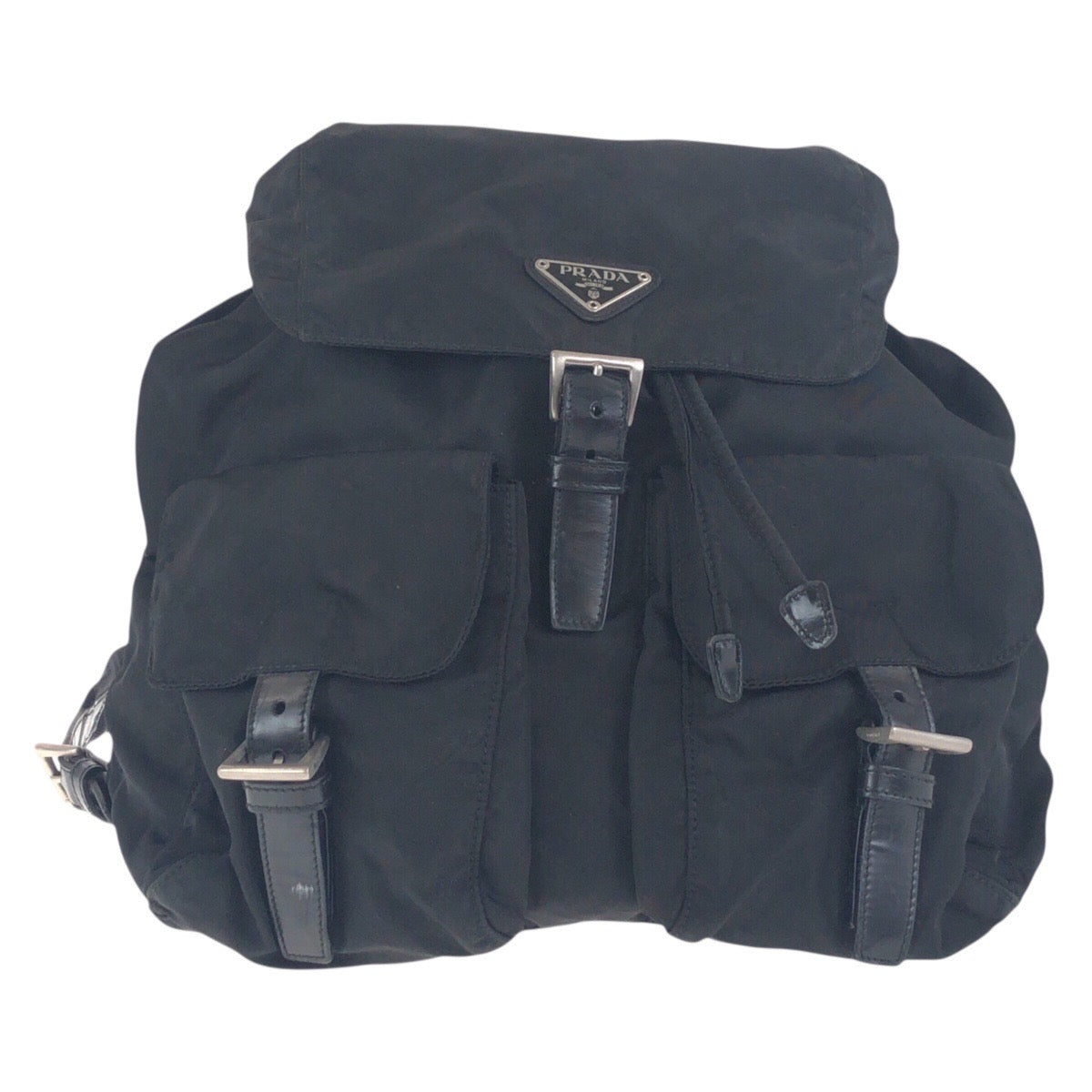 18110
PRADA プラダ テスート 三角ロゴプレート ブラック 黒 シルバー金具 ナイロン バックパック リュックサック  レディース AB42