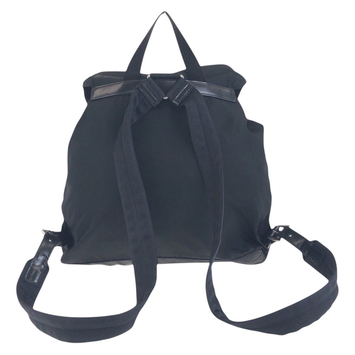 18110
PRADA プラダ テスート 三角ロゴプレート ブラック 黒 シルバー金具 ナイロン バックパック リュックサック  レディース AB42