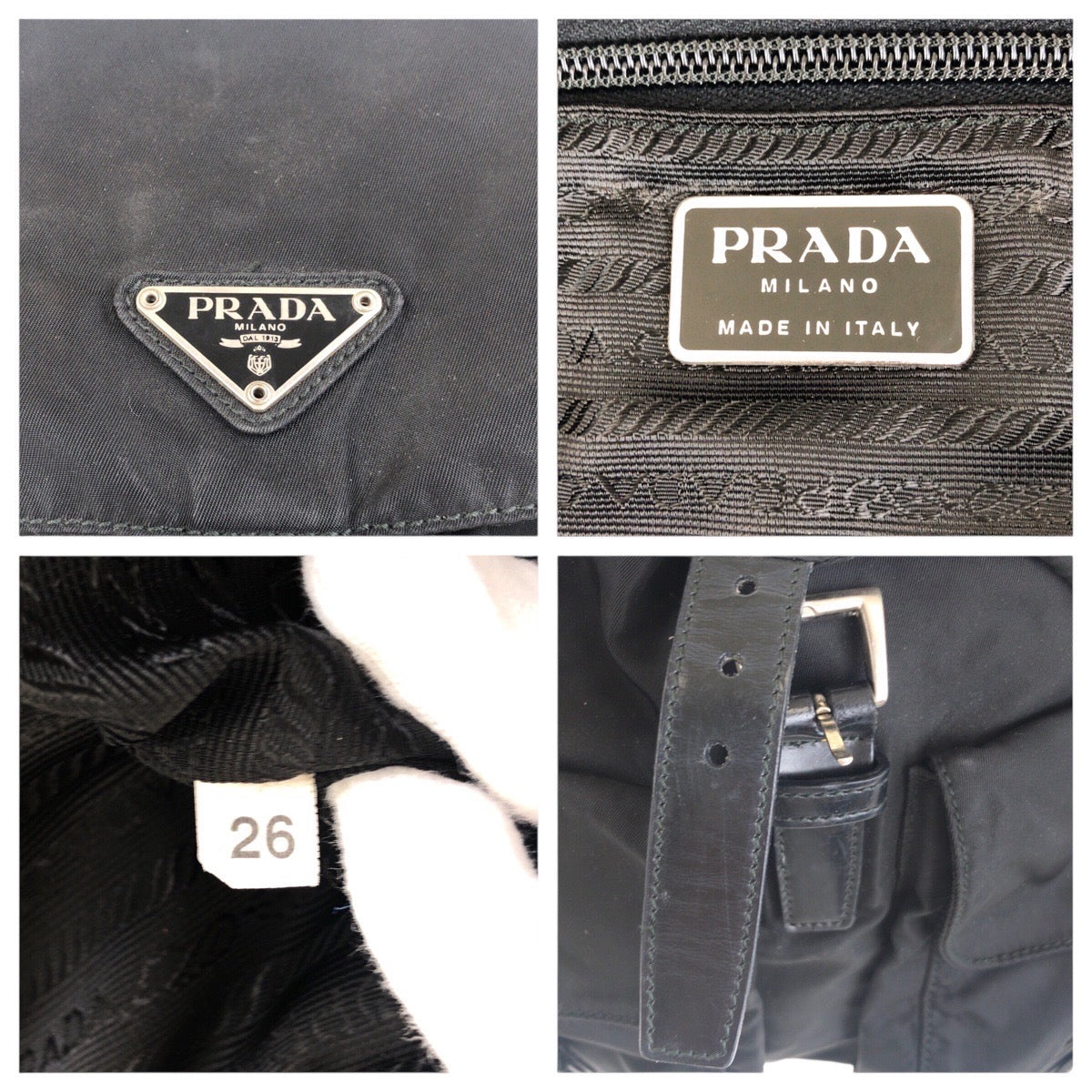 18110
PRADA プラダ テスート 三角ロゴプレート ブラック 黒 シルバー金具 ナイロン バックパック リュックサック  レディース AB42