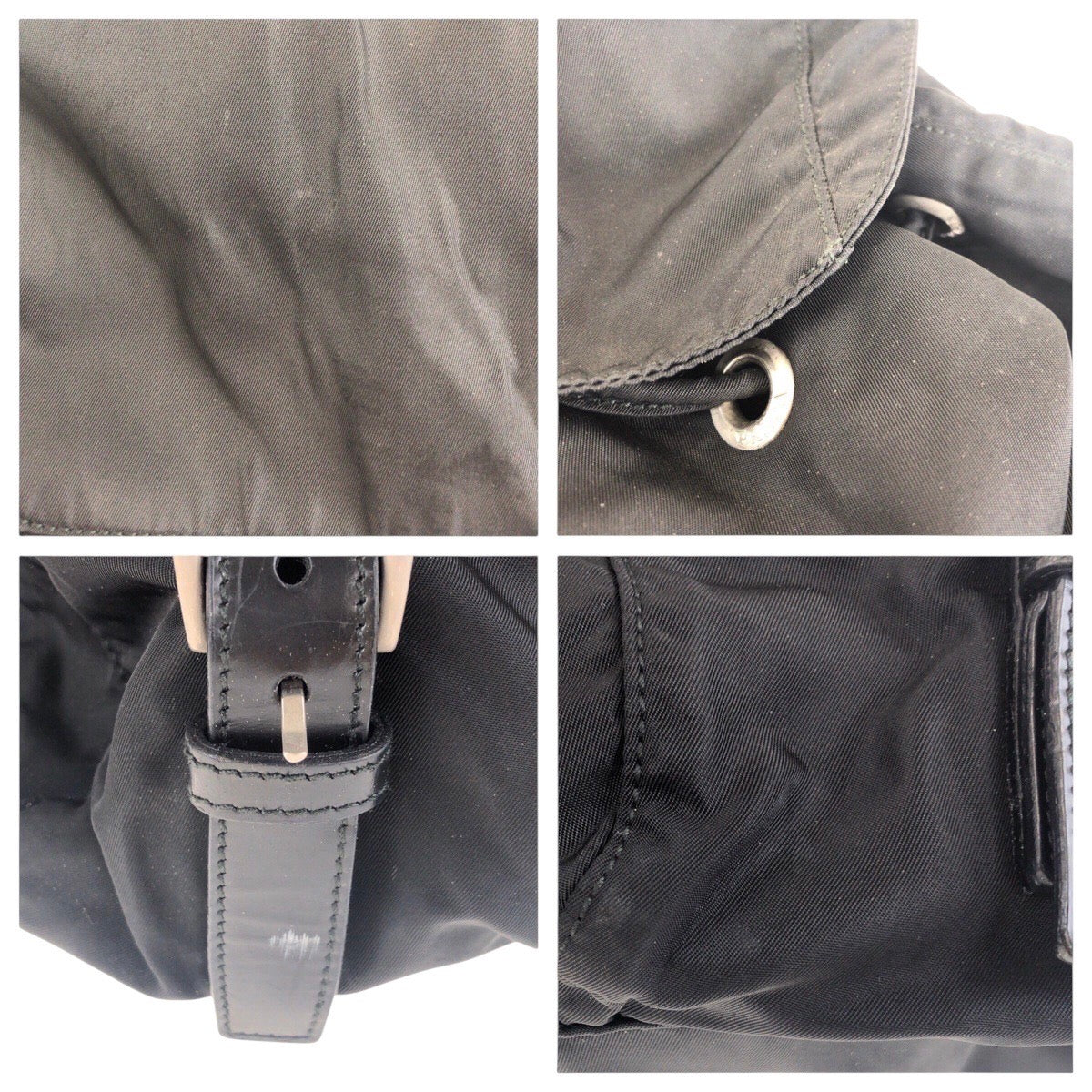 18110
PRADA プラダ テスート 三角ロゴプレート ブラック 黒 シルバー金具 ナイロン バックパック リュックサック  レディース AB42