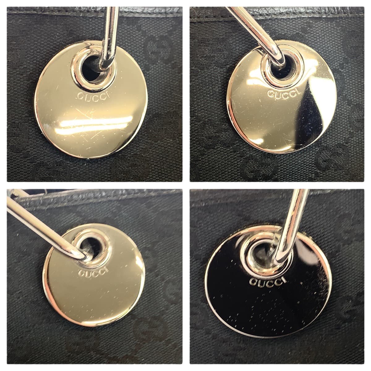 18113
GUCCI グッチ ブラック 黒 シルバー金具 GGキャンバス 420836 トートバッグ ショルダーバッグ  レディース AB25