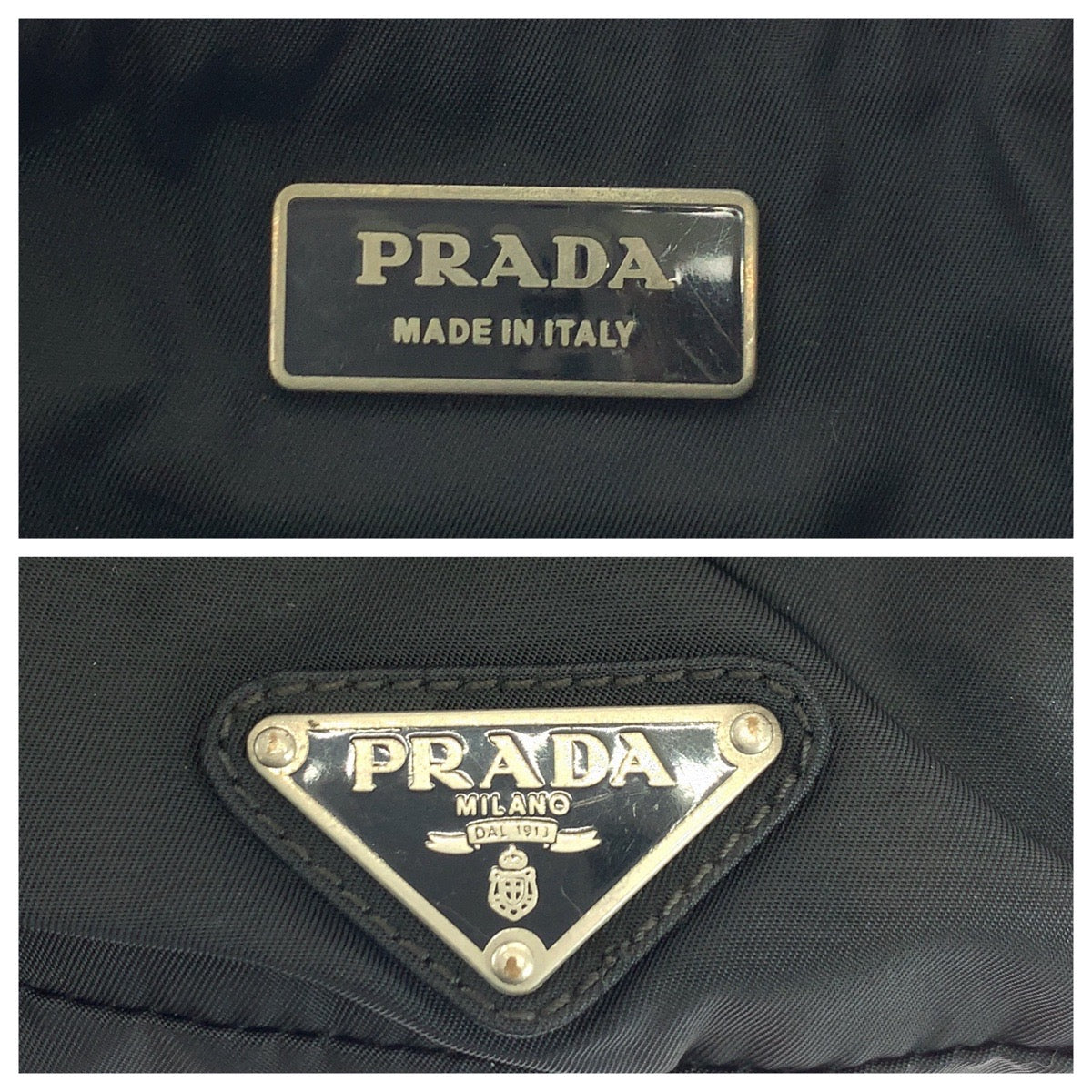 18114
PRADA プラダ テスート 三角ロゴプレート ブラック 黒 シルバー金具 ナイロン VA0056 ウエストバッグ バムバッグ  メンズ ABP38