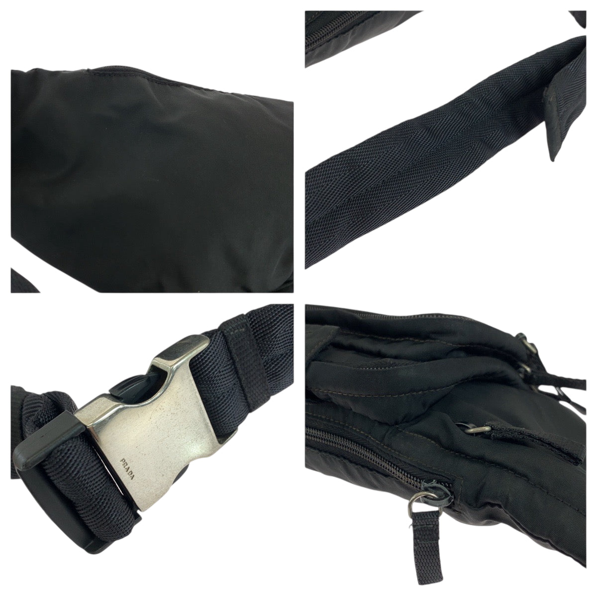 18114
PRADA プラダ テスート 三角ロゴプレート ブラック 黒 シルバー金具 ナイロン VA0056 ウエストバッグ バムバッグ  メンズ ABP38