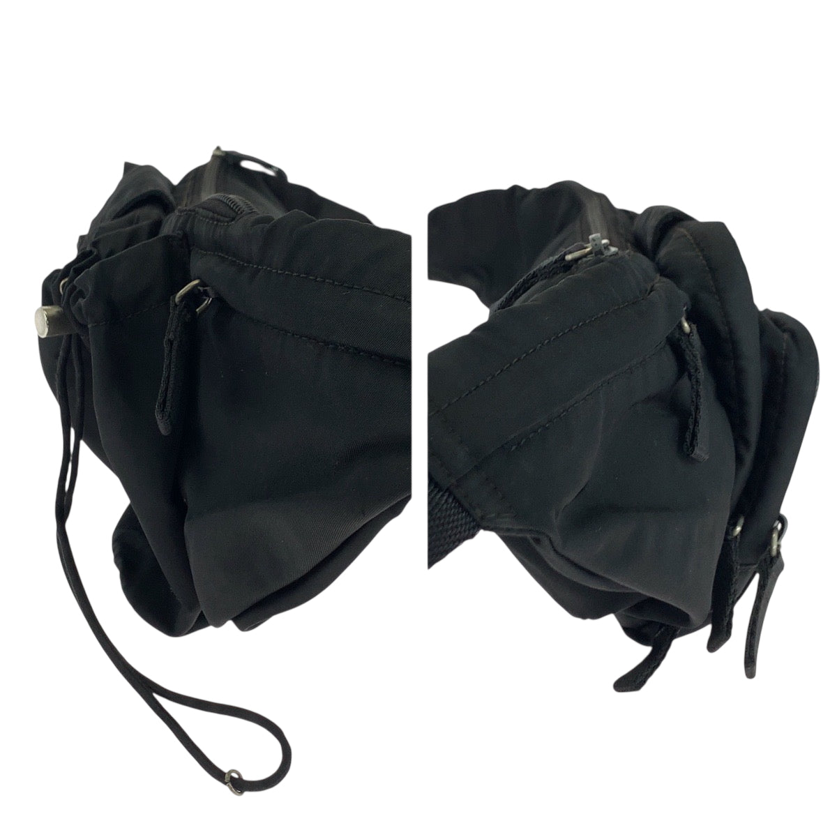 18114
PRADA プラダ テスート 三角ロゴプレート ブラック 黒 シルバー金具 ナイロン VA0056 ウエストバッグ バムバッグ  メンズ ABP38