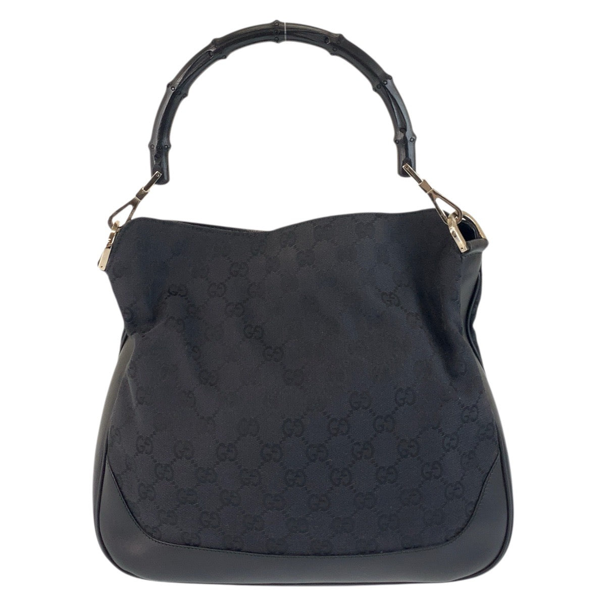18115
GUCCI グッチ バンブー ブラック 黒 シルバー金具 GGキャンバス 001 4095 ハンドバッグ ショルダーバッグ  レディース ABP40