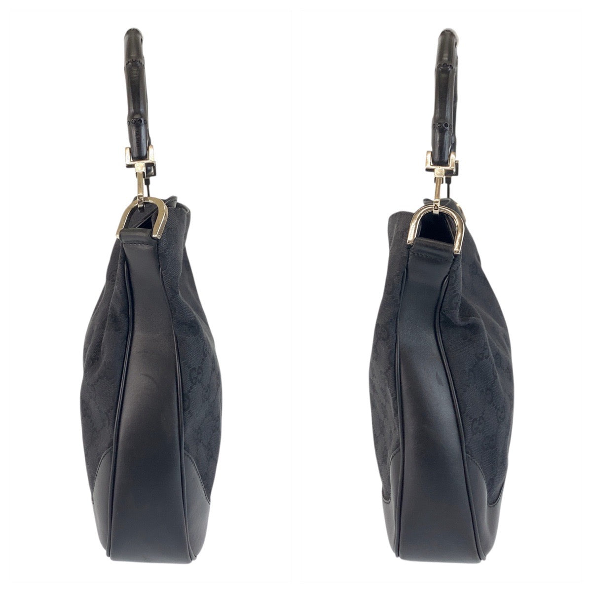 18115
GUCCI グッチ バンブー ブラック 黒 シルバー金具 GGキャンバス 001 4095 ハンドバッグ ショルダーバッグ  レディース ABP40