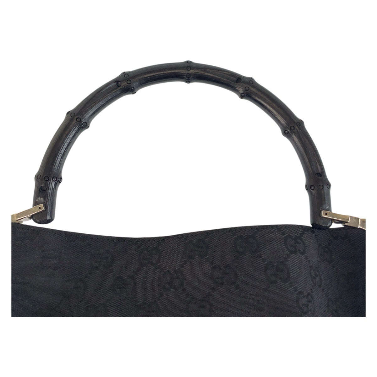 18115
GUCCI グッチ バンブー ブラック 黒 シルバー金具 GGキャンバス 001 4095 ハンドバッグ ショルダーバッグ  レディース ABP40