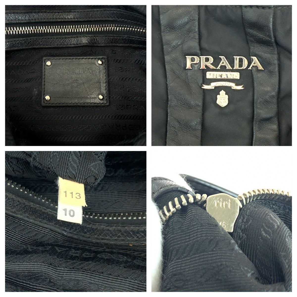 18117
PRADA プラダ ロゴ ブラック 黒 シルバー金具 ナイロン / レザー ハンドバッグ ショルダーバッグ  レディース ABP36