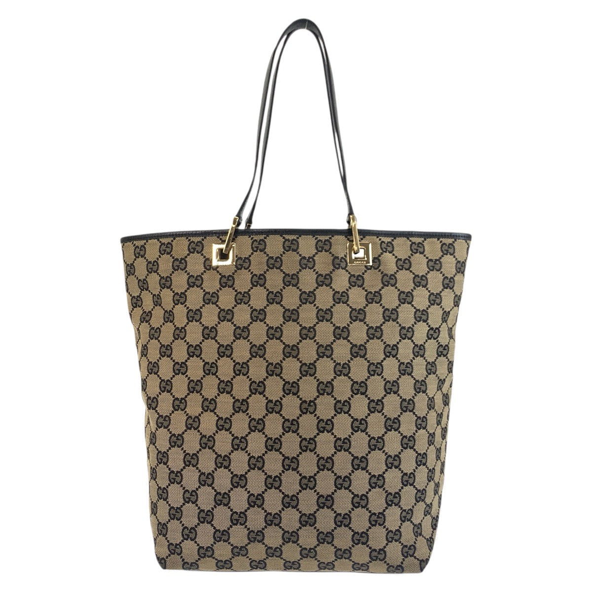 18118
GUCCI グッチ ベージュ ブラック 黒 ゴールド金具 GGキャンバス / レザー 002 1098 トートバッグ ショルダーバッグ  レディース