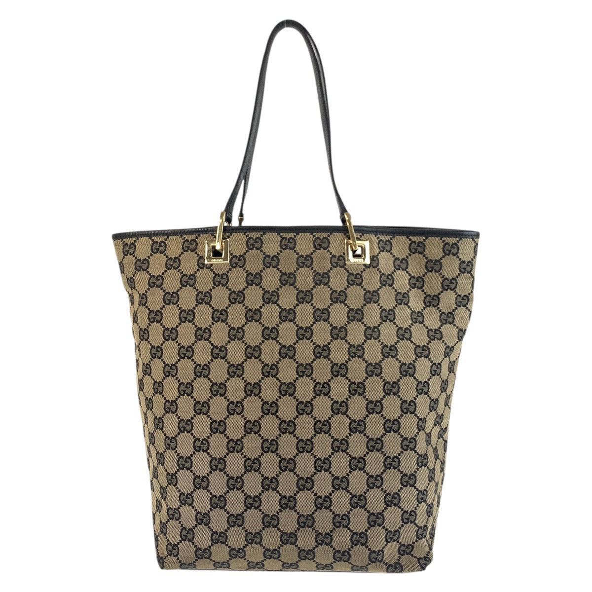 18118
GUCCI グッチ ベージュ ブラック 黒 ゴールド金具 GGキャンバス / レザー 002 1098 トートバッグ ショルダーバッグ  レディース
