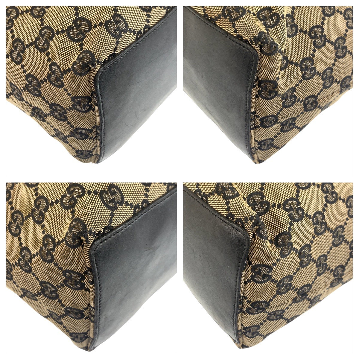18118
GUCCI グッチ ベージュ ブラック 黒 ゴールド金具 GGキャンバス / レザー 002 1098 トートバッグ ショルダーバッグ  レディース