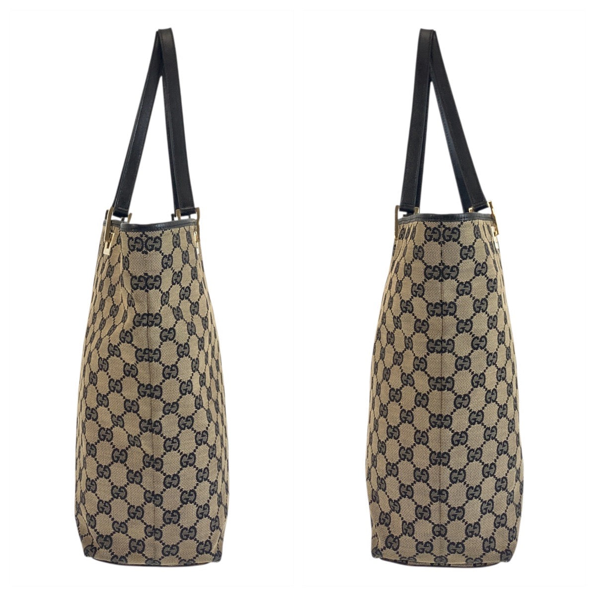 18118
GUCCI グッチ ベージュ ブラック 黒 ゴールド金具 GGキャンバス / レザー 002 1098 トートバッグ ショルダーバッグ  レディース