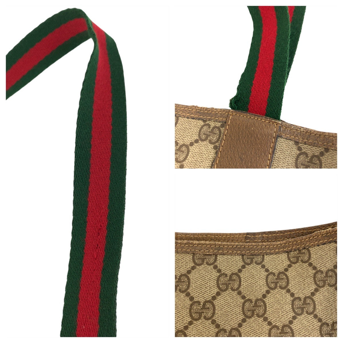 18119
GUCCI グッチ シェリーライン オールドグッチ ベージュ ブラウン GGスプリームキャンバス / レザー 39 02 003 トートバッグ ショルダーバッグ  レディース AB25