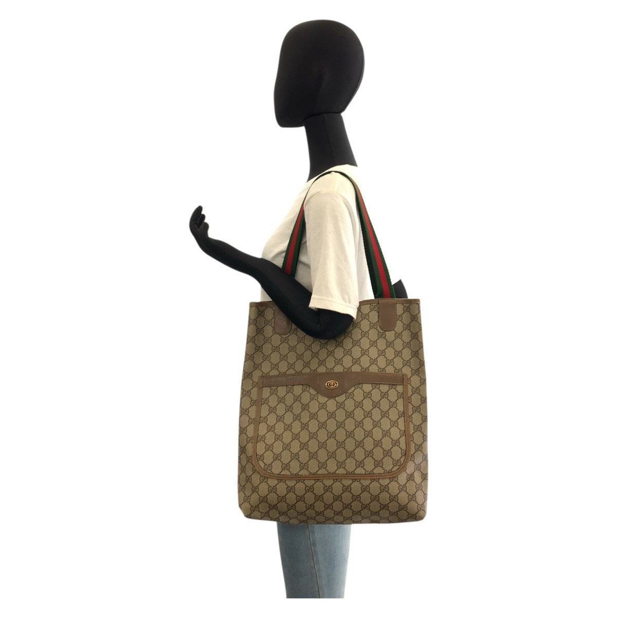 18119
GUCCI グッチ シェリーライン オールドグッチ ベージュ ブラウン GGスプリームキャンバス / レザー 39 02 003 トートバッグ ショルダーバッグ  レディース AB25