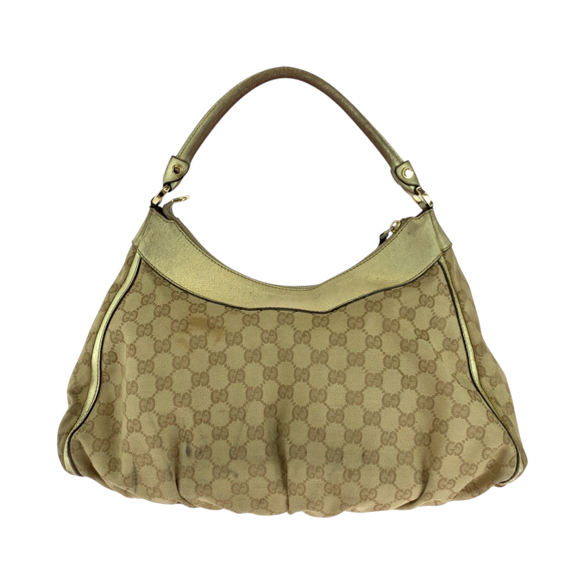 18120
GUCCI グッチ アビー ベージュ ゴールド ゴールド金具 GGキャンバス 189833 ショルダーバッグ 肩掛け  レディース
