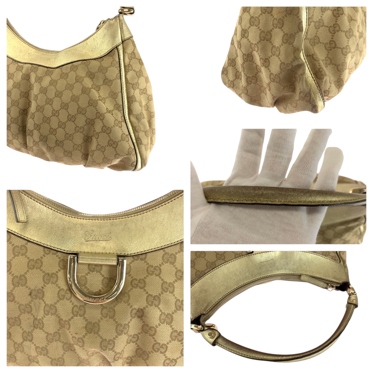 18120
GUCCI グッチ アビー ベージュ ゴールド ゴールド金具 GGキャンバス 189833 ショルダーバッグ 肩掛け  レディース