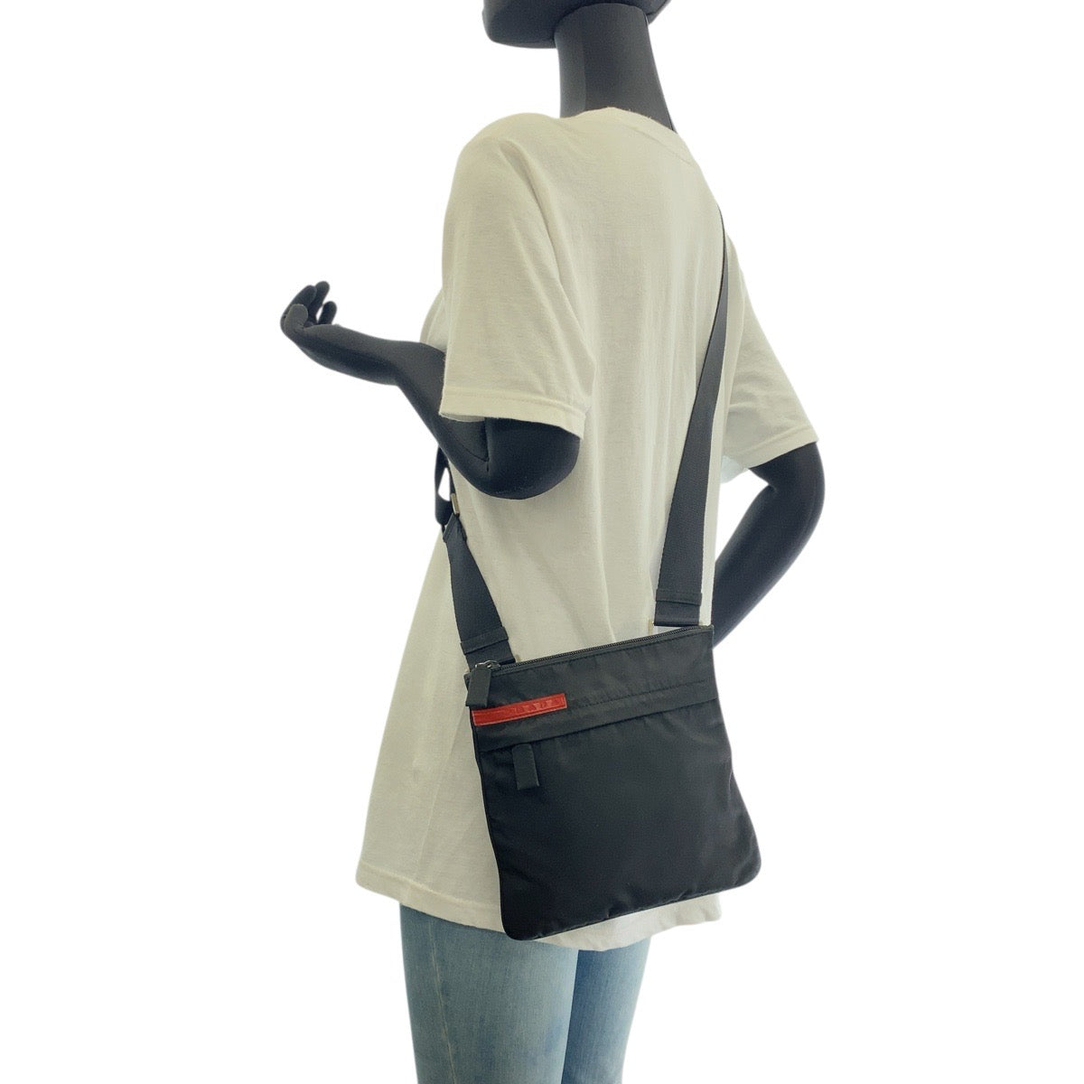 18122
PRADA SPORTS プラダスポーツ テスート ブラック 黒 シルバー金具 ナイロン ショルダーバッグ ポシェット  レディース