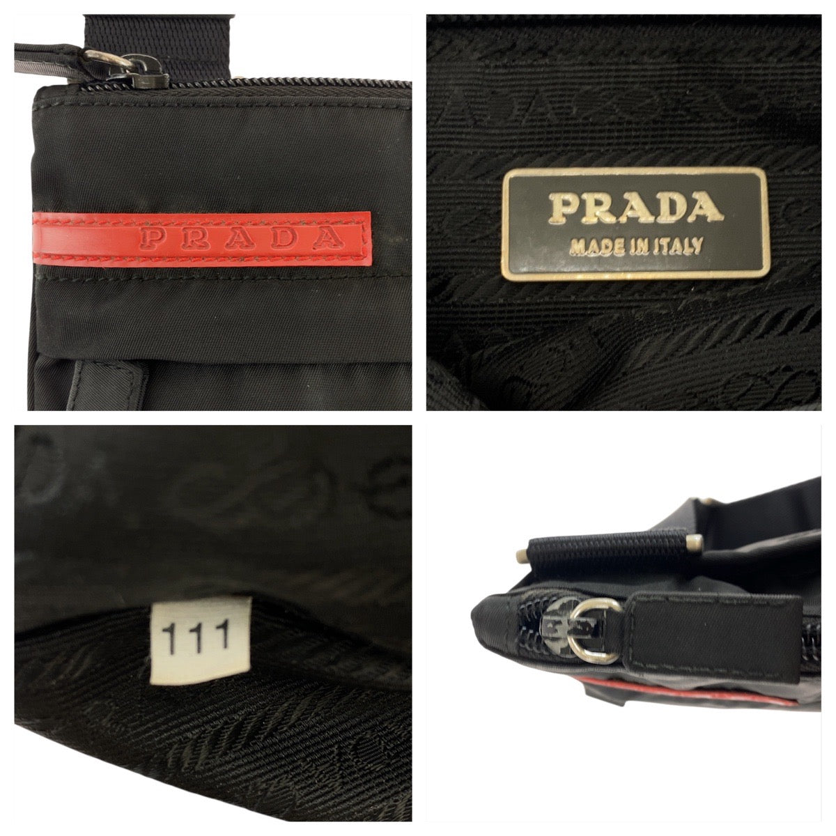 18122
PRADA SPORTS プラダスポーツ テスート ブラック 黒 シルバー金具 ナイロン ショルダーバッグ ポシェット  レディース