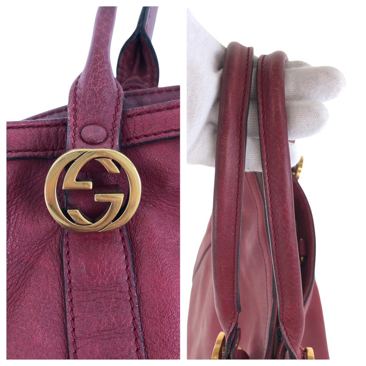 18123
GUCCI グッチ インターロッキング レッド ゴールド金具 レザー 336756 トートバッグ ショルダーバッグ レディース AB39