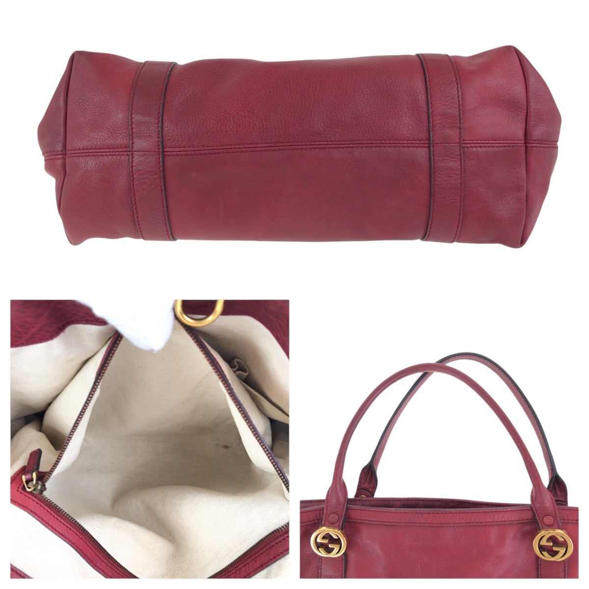 18123
GUCCI グッチ インターロッキング レッド ゴールド金具 レザー 336756 トートバッグ ショルダーバッグ レディース AB39