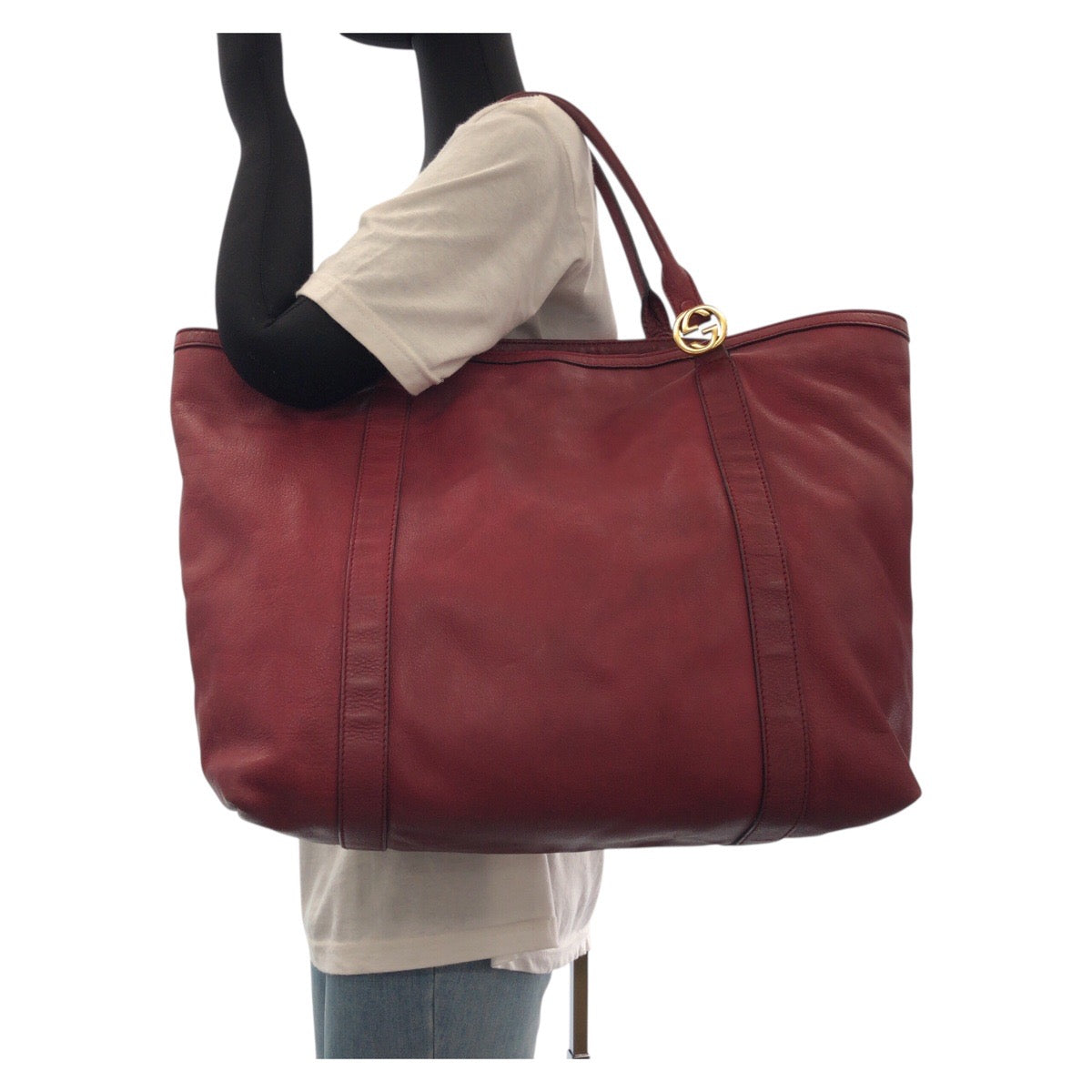 18123
GUCCI グッチ インターロッキング レッド ゴールド金具 レザー 336756 トートバッグ ショルダーバッグ レディース AB39