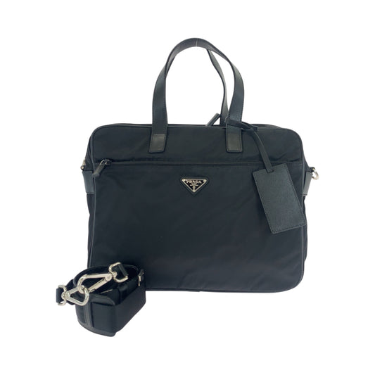 18124
PRADA プラダ テスート 三角ロゴプレート ブラック 黒 シルバー金具 ナイロン ショルダーバッグ ビジネスバッグ 2way  メンズ ABP50