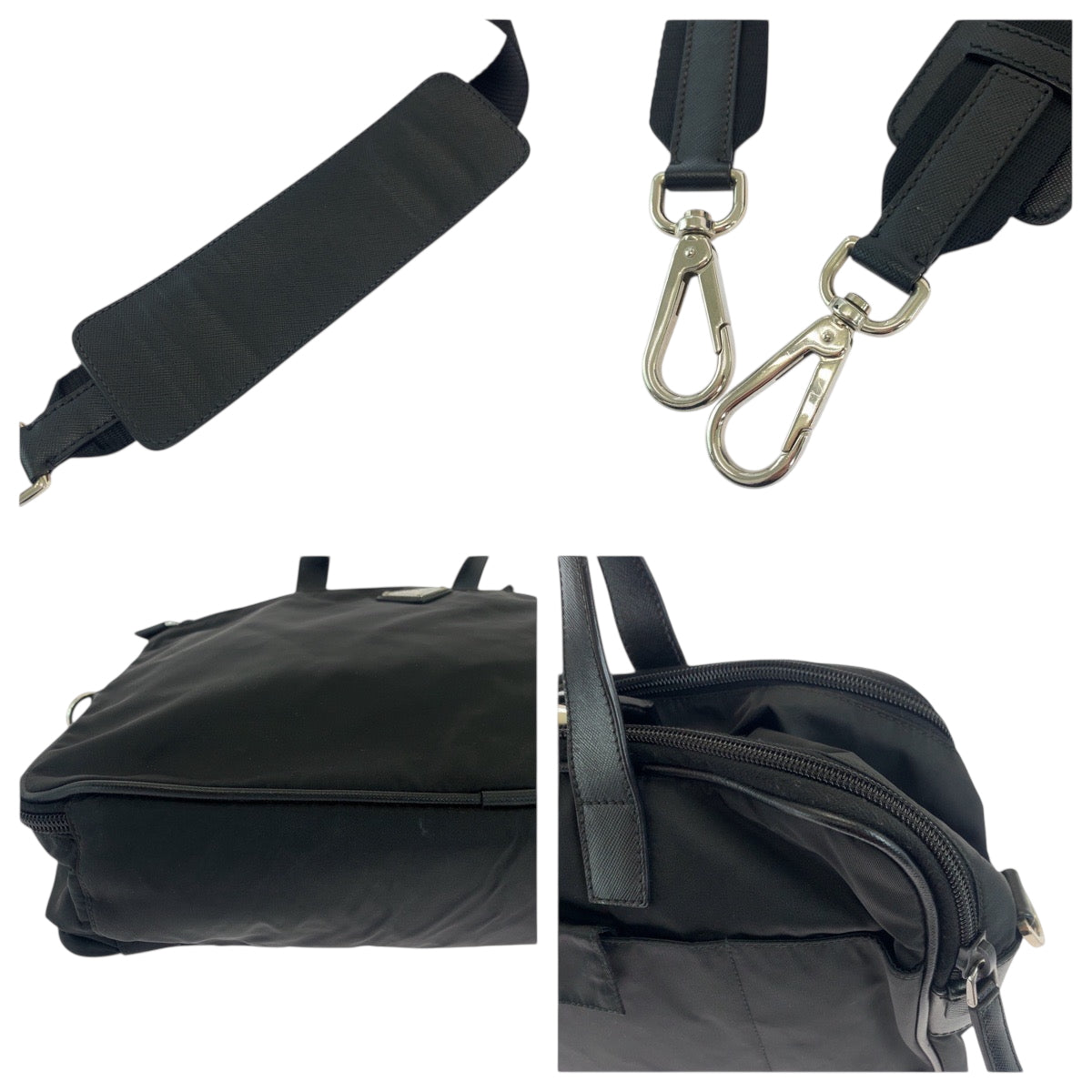 18124
PRADA プラダ テスート 三角ロゴプレート ブラック 黒 シルバー金具 ナイロン ショルダーバッグ ビジネスバッグ 2way  メンズ ABP50