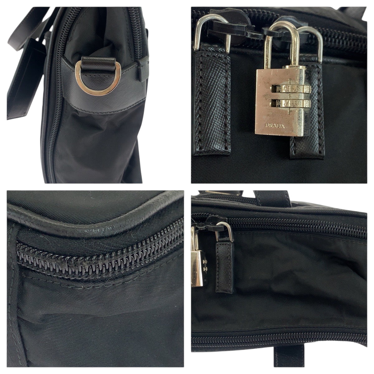 18124
PRADA プラダ テスート 三角ロゴプレート ブラック 黒 シルバー金具 ナイロン ショルダーバッグ ビジネスバッグ 2way  メンズ ABP50