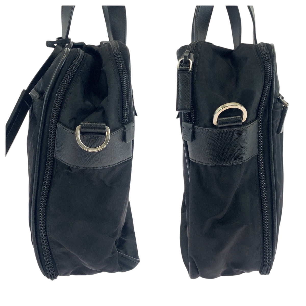 18124
PRADA プラダ テスート 三角ロゴプレート ブラック 黒 シルバー金具 ナイロン ショルダーバッグ ビジネスバッグ 2way  メンズ ABP50