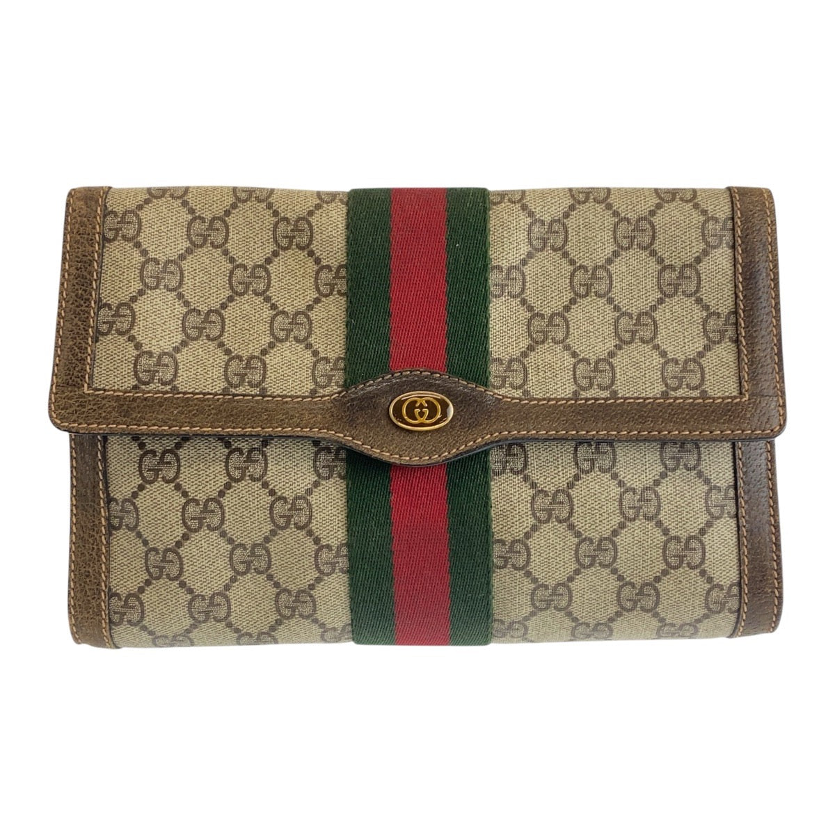 18125
GUCCI グッチ ヴィンテージ オールドグッチ シェリーライン ベージュ ブラウン ゴールド金具 GGスプリームキャンバス / レザー 67 014 3087 クラッチバッグ セカンドバッグ  メンズ