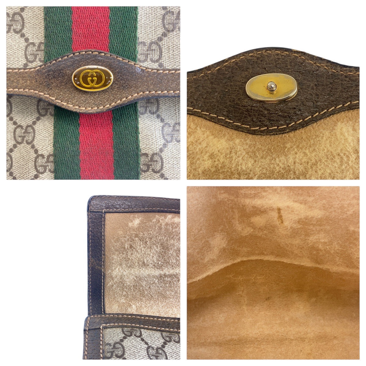 18125
GUCCI グッチ ヴィンテージ オールドグッチ シェリーライン ベージュ ブラウン ゴールド金具 GGスプリームキャンバス / レザー 67 014 3087 クラッチバッグ セカンドバッグ  メンズ