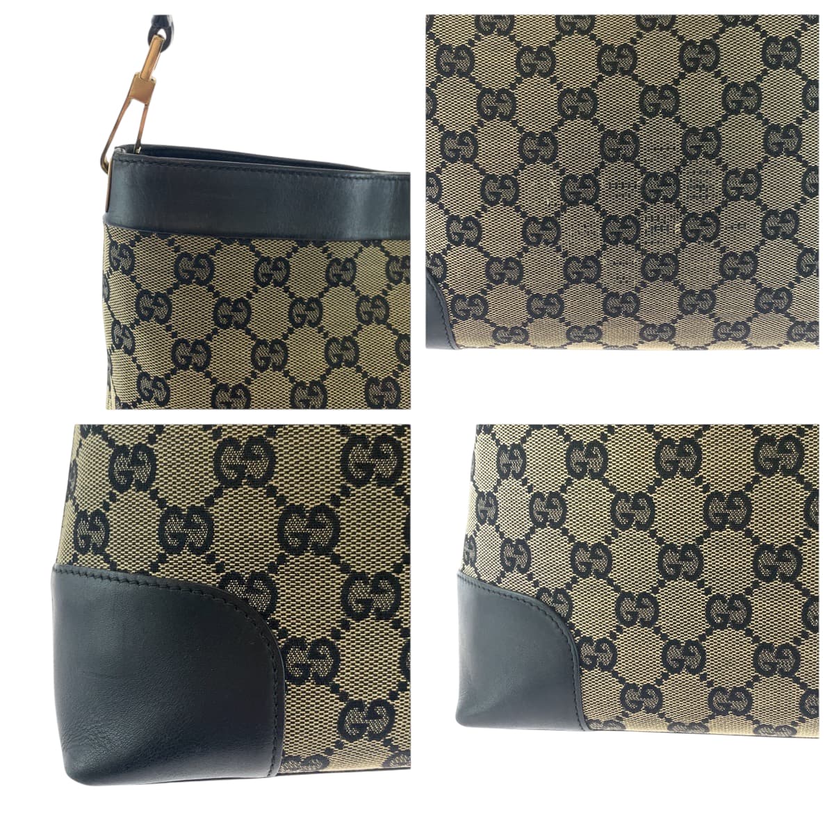 18127
GUCCI グッチ ブラック 黒 ベージュ ゴールド金具 GGキャンバス 001 4231 ワンショルダーバッグ 肩掛け  レディース AB25